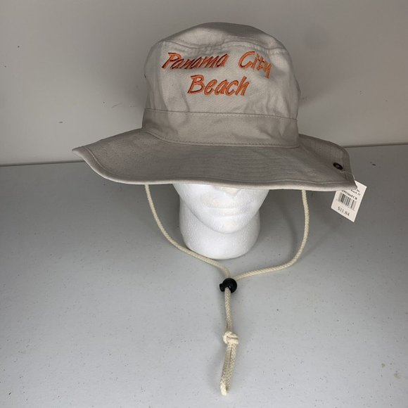 NWT Shade Shack Panama City Beach Tan Bucket Hat with Chin Strap - Picture 1 of 7